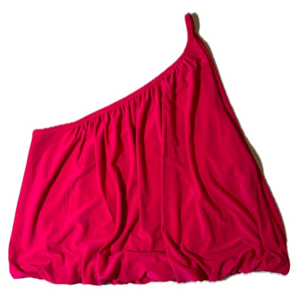 Express one shoulder cropped flowy pink cinched waist size large blouson NWOT - Picture 1 of 4